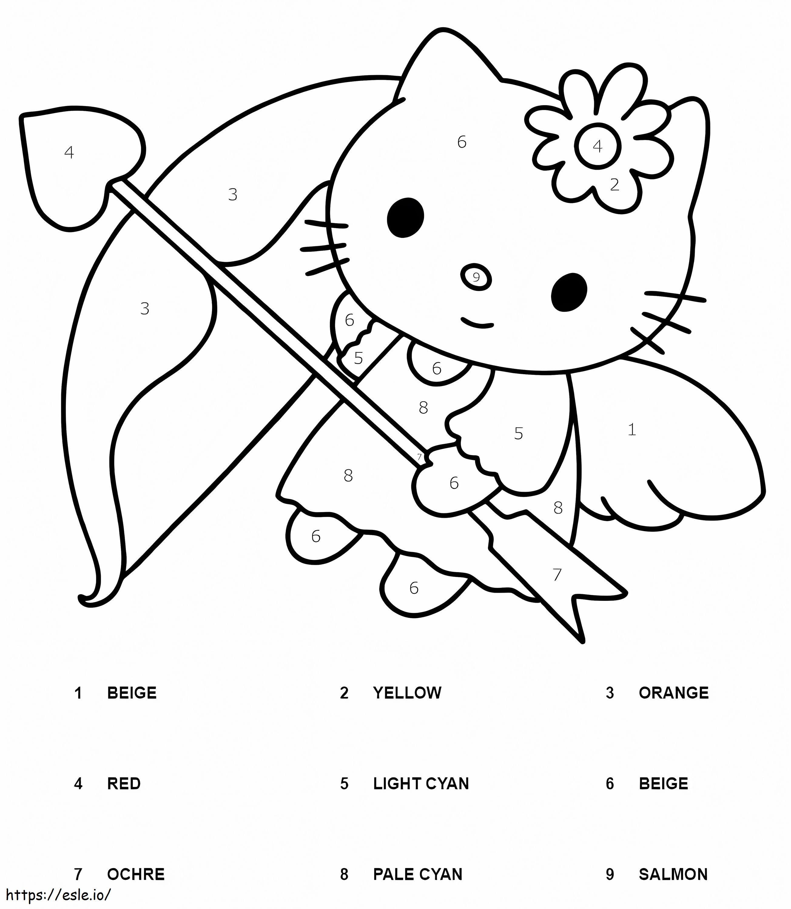 Angel Hello Kitty Color By Number coloring page