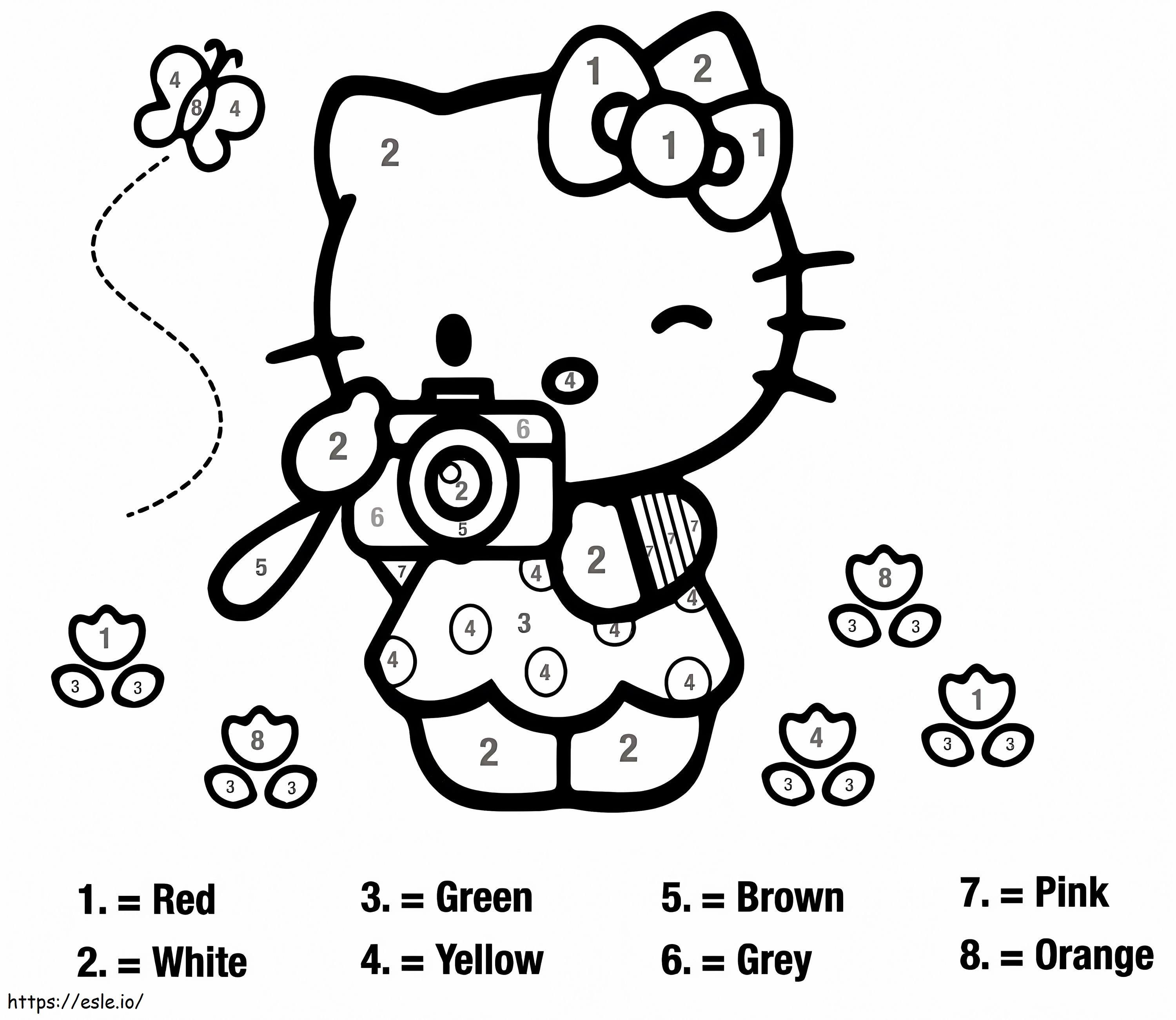 Warna Hello Kitty yang Dapat Dicetak Berdasarkan Nomor Gambar Mewarnai