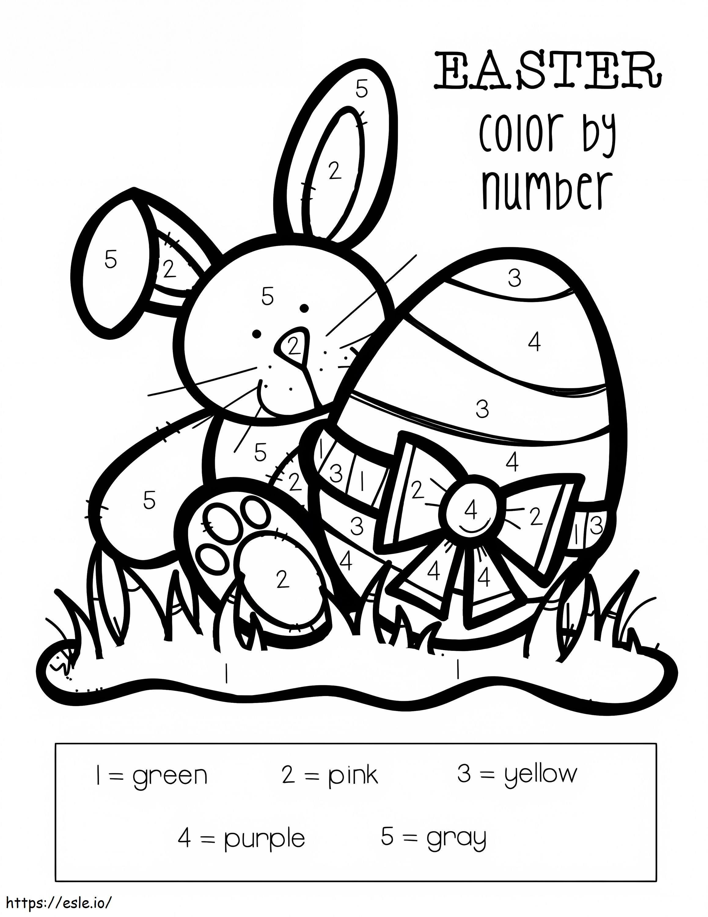 Easter Rabbit And Egg Color By Number coloring page