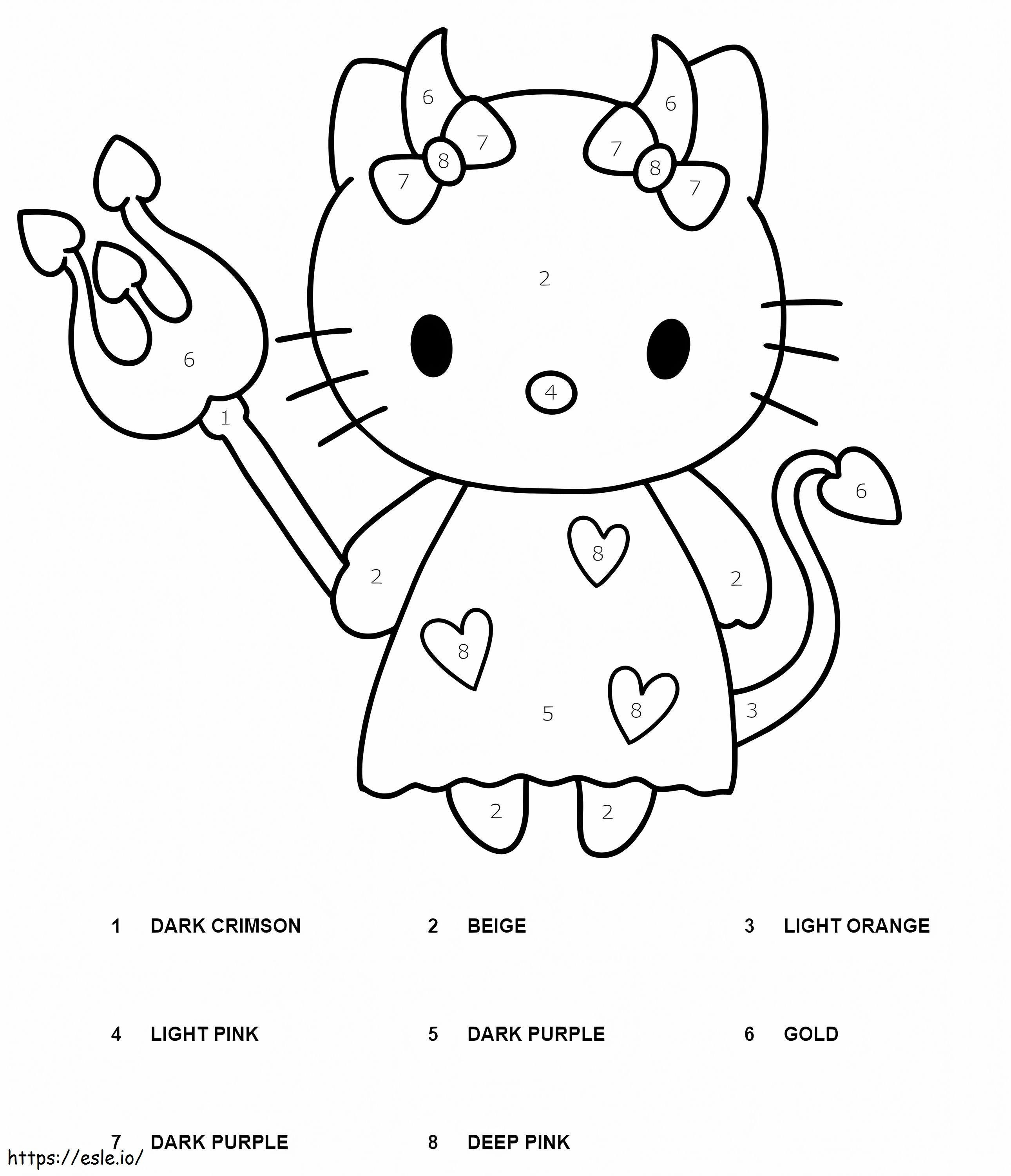 Devil Hello Kitty Color By Number coloring page