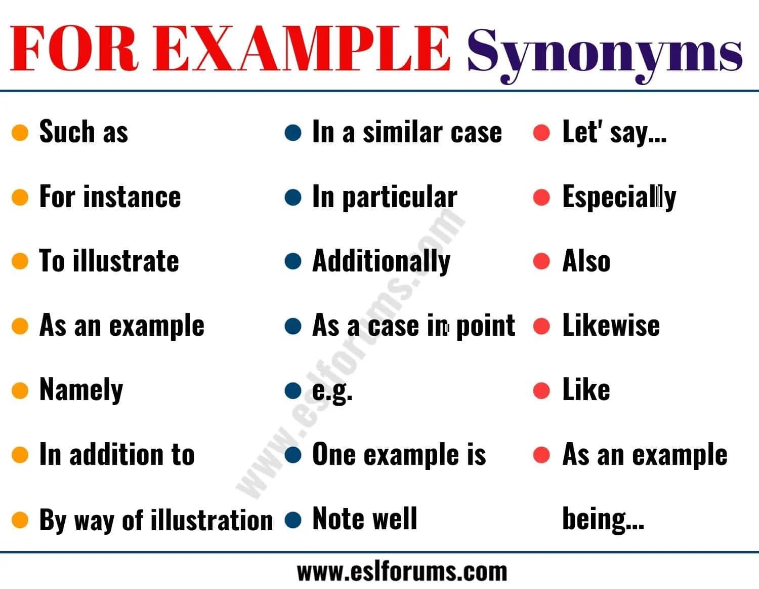 FOR EXAMPLE Synonym 20 Useful Synonyms for FOR EXAMPLE with Examples