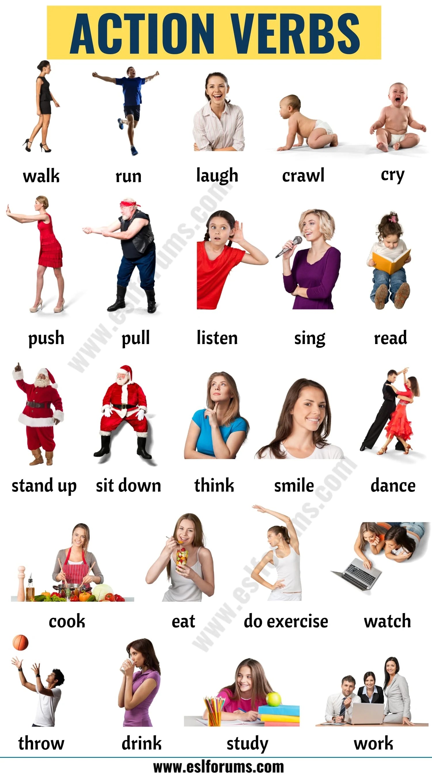 List of Verbs Learn 600+ Common Verbs in English with ESL Pictures