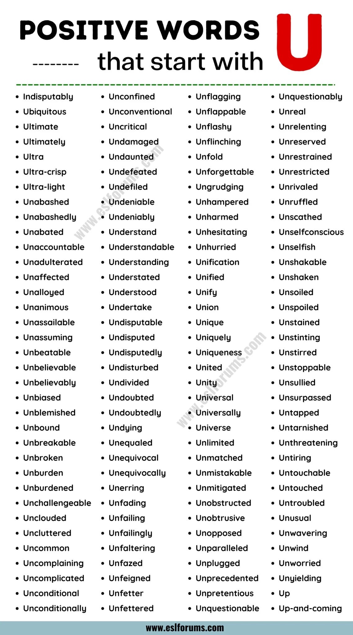 346 "Unique" Positive Words that Start with U ESL Forums
