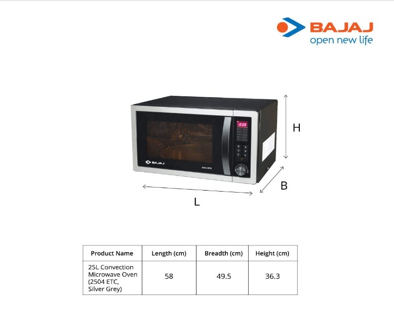 Bajaj Microwave Oven 25Liter 2504 ETC eSmart Bangladesh