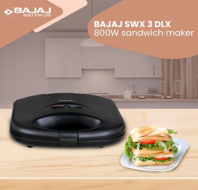 Bajaj Majesty New 2 Slices Sandwich Toaster Black SWX3 SWX3