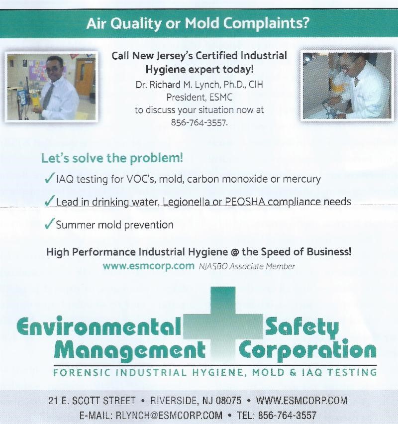 Dr. Lynch Authors Mold Prevention Guide for NJ Schools. Call or Email