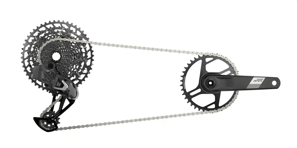 SRAM Apex versión AXS electrónica o mecánica, solo en monoplato y paso