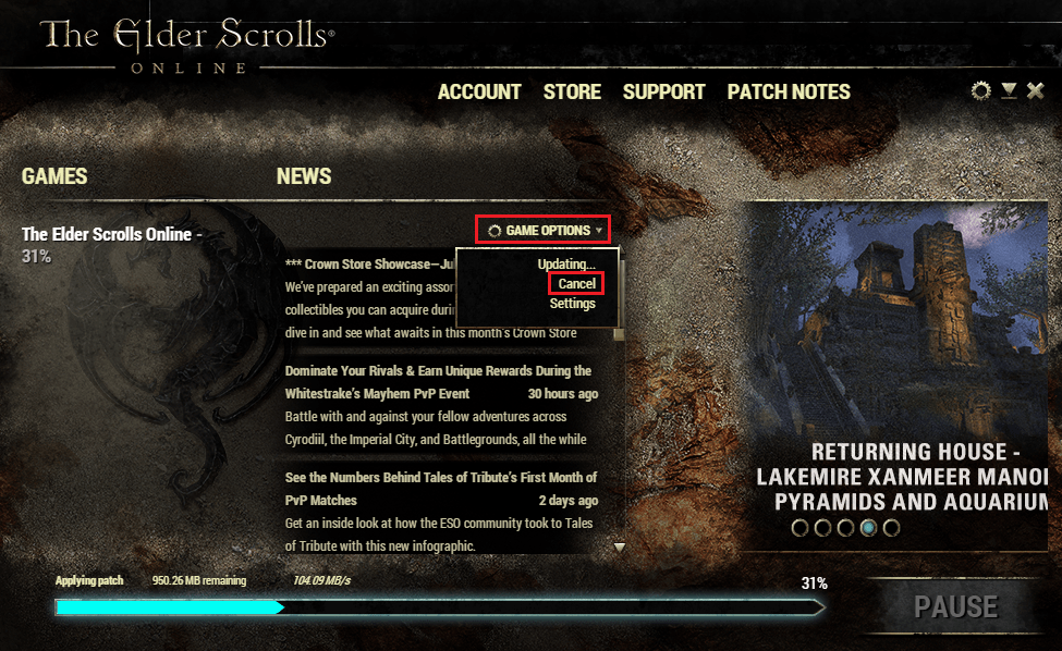 How do I repair the game files for The Elder Scrolls Online? Bethesda