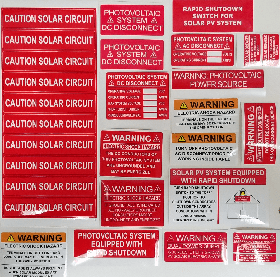 UV Warning Stickers Electrical Caution Labels Solar Warehouse