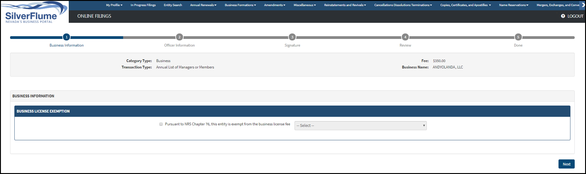 Nevada 2023 Renew Annual List And Business License Annual List And State Business License Renewal