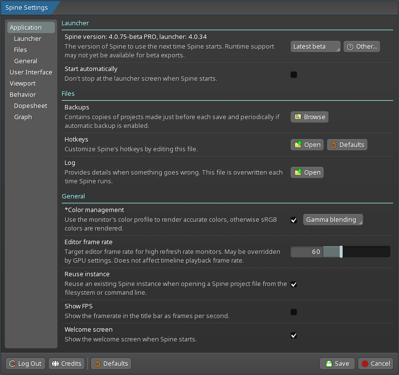 Settings Spine User Guide