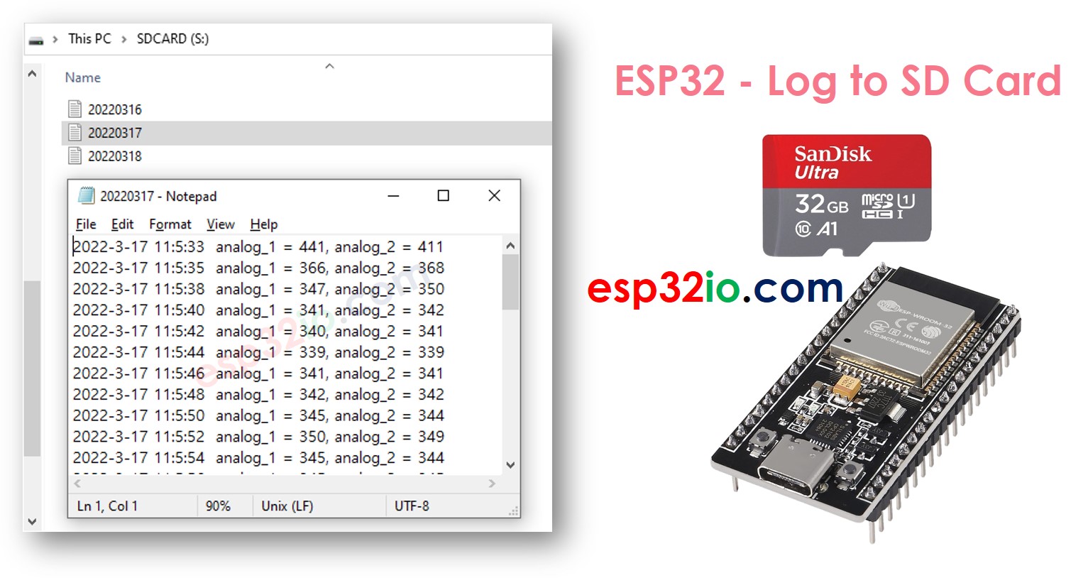 ESP32 Log Data with Timestamp to SD Card ESP32 Tutorial