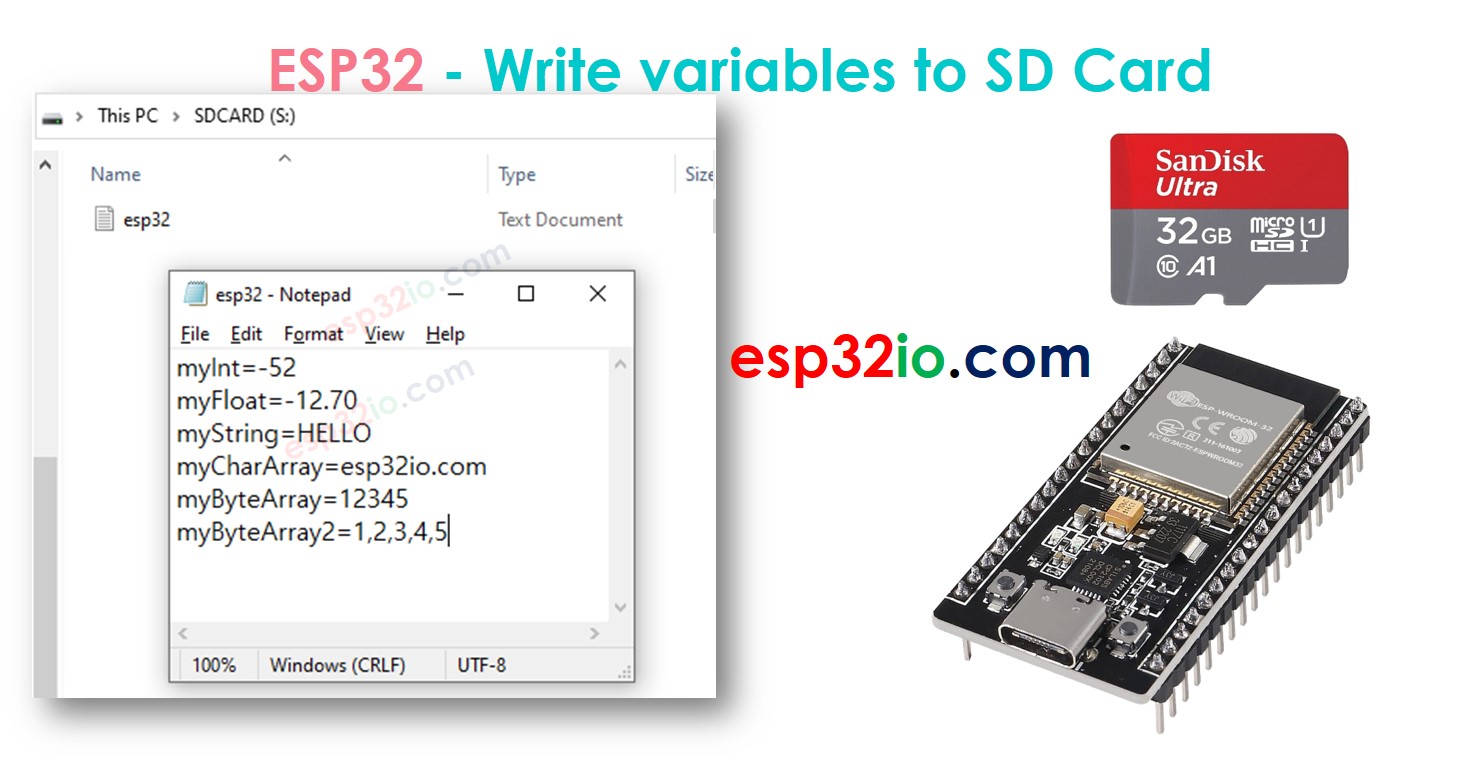 ESP32 Write Variable to SD Card ESP32 Tutorial