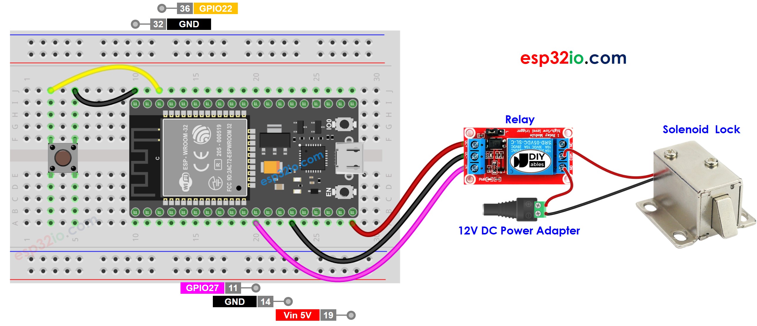 ESP32 Button Solenoid Lock ESP32 Tutorial