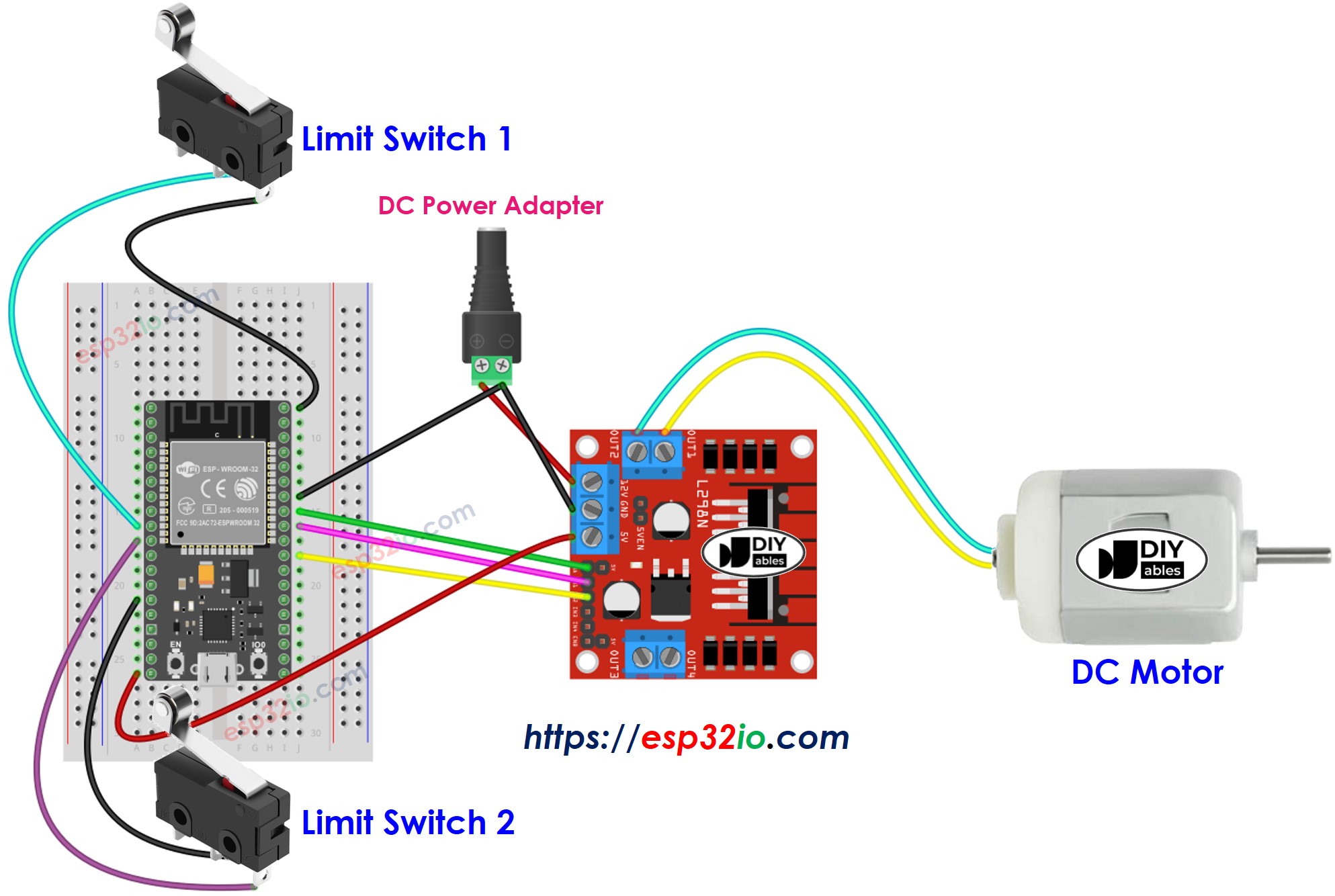 ESP32 DC Motor Limit Switch ESP32 Tutorial
