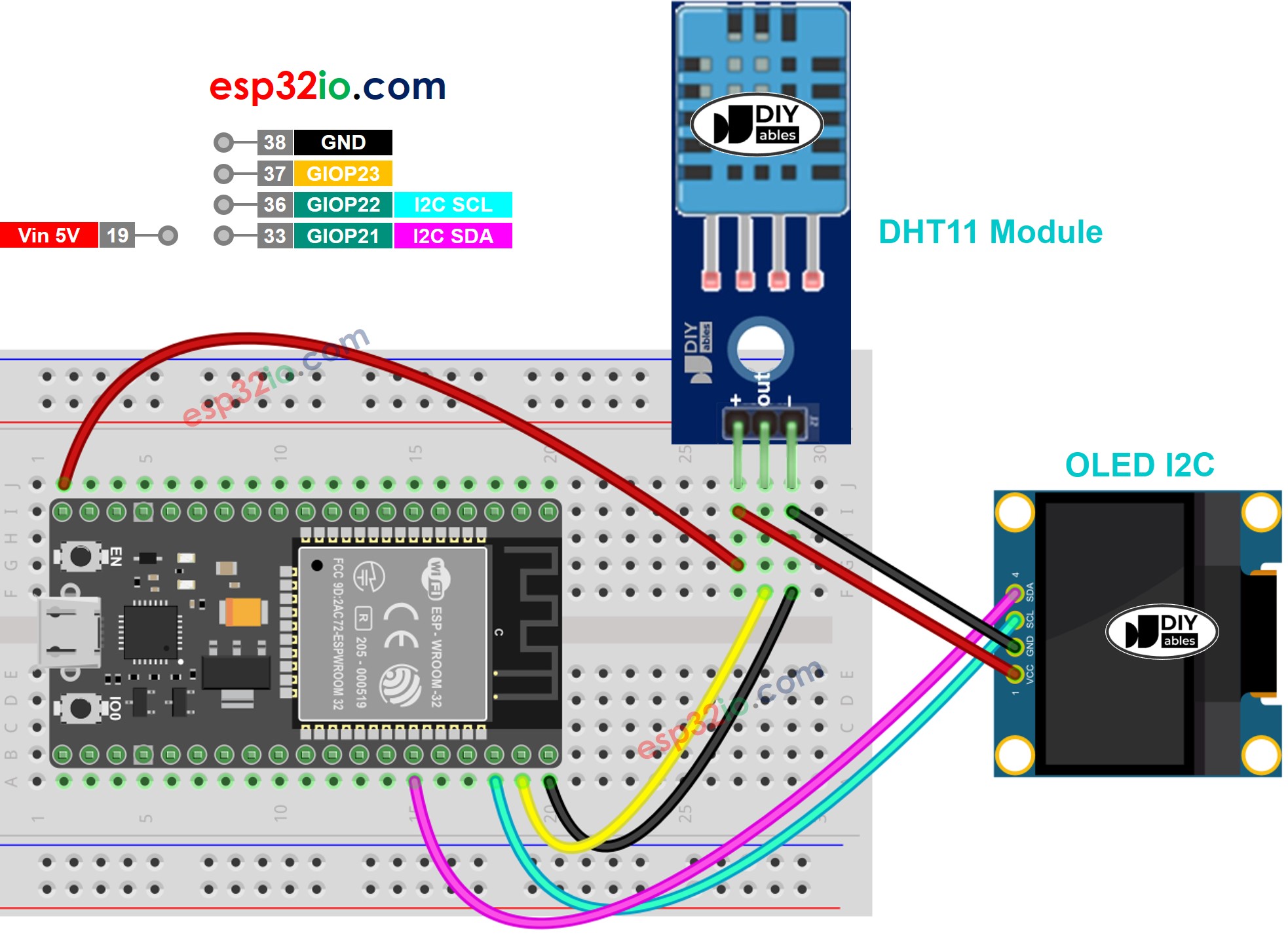 ESP32 DHT11 OLED ESP32 Tutorial