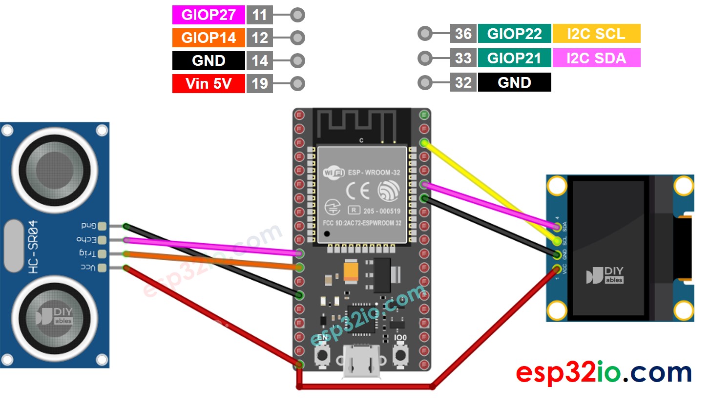 ESP32 - Ultrasonic Sensor - OLED | ESP32 Tutorial