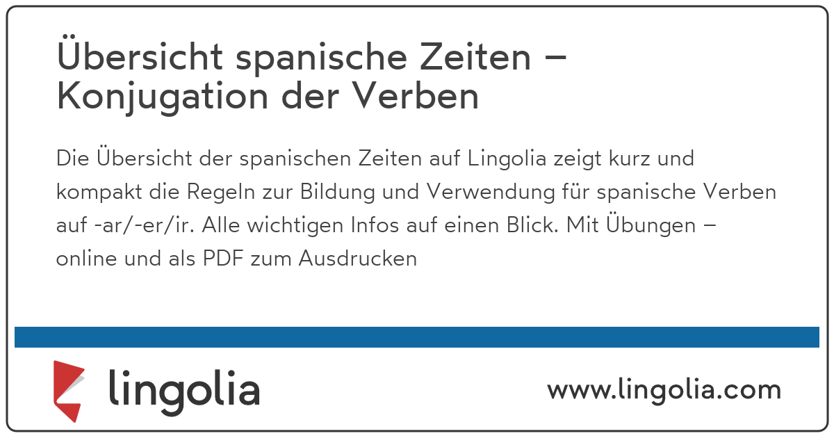 Übersicht spanische Zeiten Konjugation der Verben