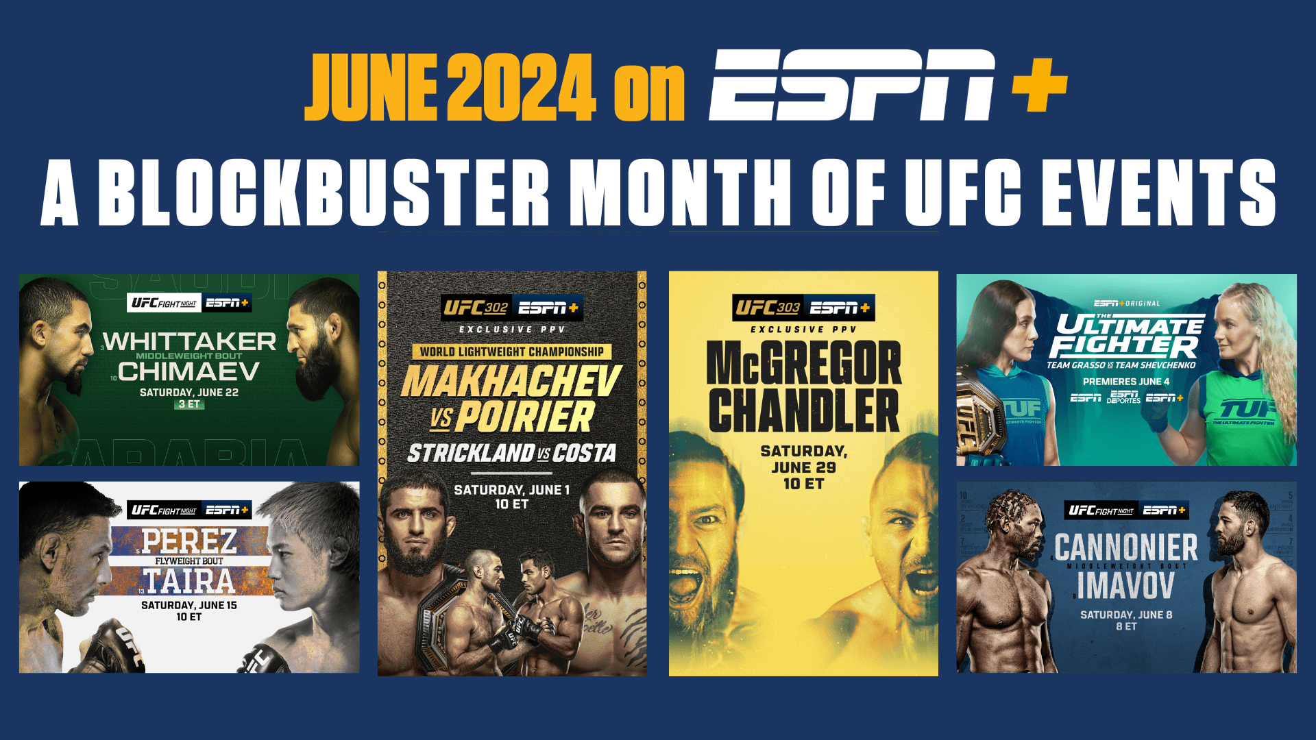 UFC on ESPN+ A Massive Month of UFC Blockbuster Events in June! ESPN Press Room U.S. UFC on ESPN+ A Massive Month of UFC Blockbuster Events in June! ESPN Press Room U.S.