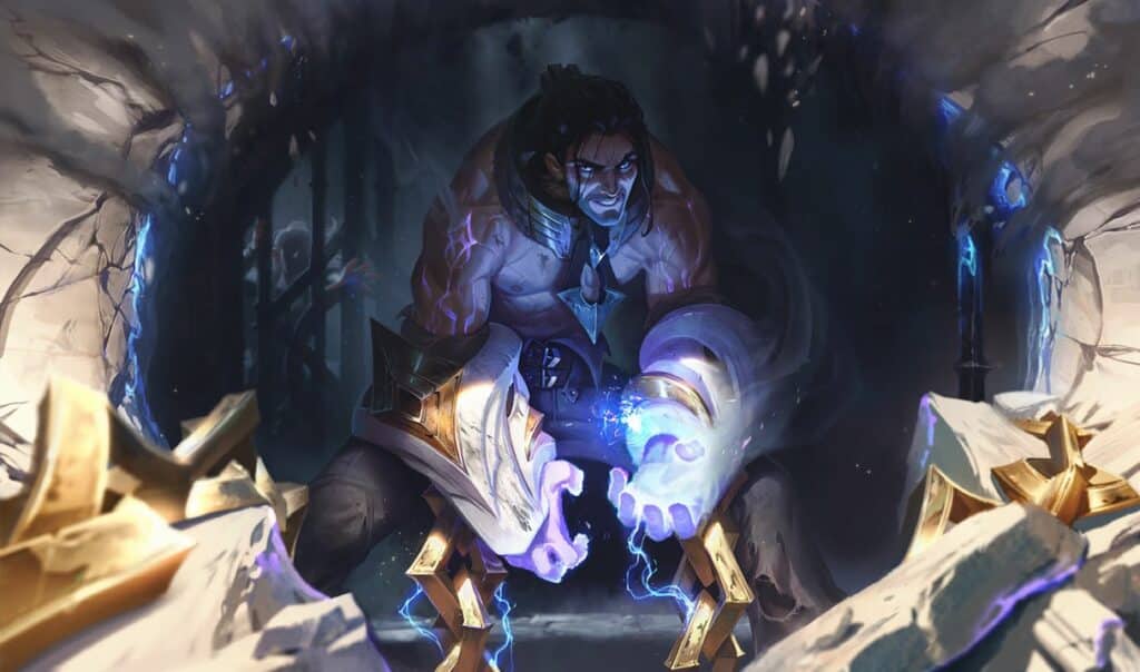The image depicts Sylas, a prominent character from the popular video game League of Legends