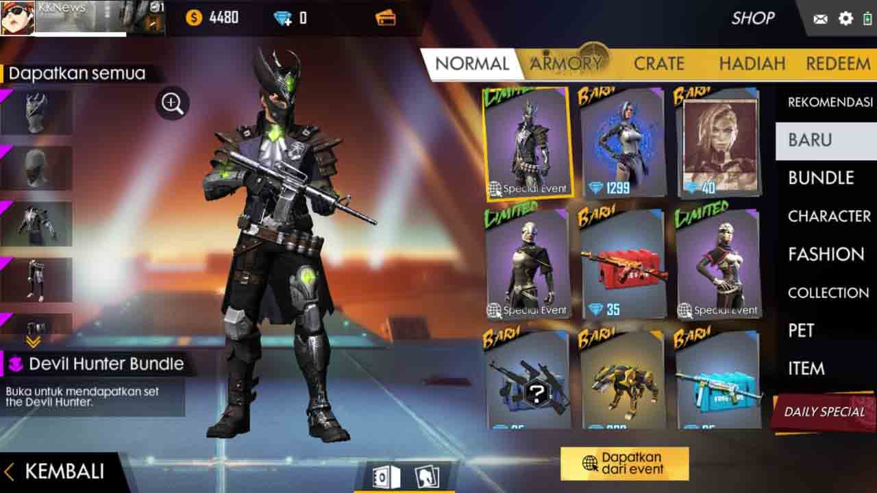 Skin Bundle FF Devil Hunter Hadir Di Free Fire! Esportsku