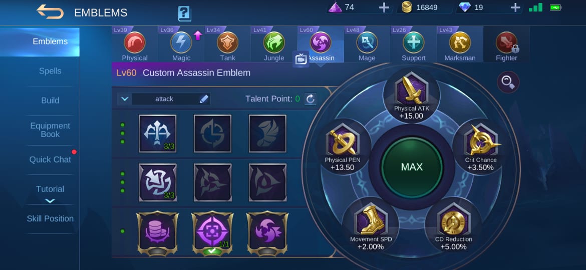 Build Items and Saber ML Emblem Pain Season 19 Mobile Legends