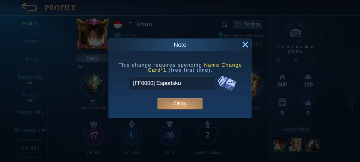 Cara Membuat Nama Berwarna Di Mobile Legends (ML) Esportsku
