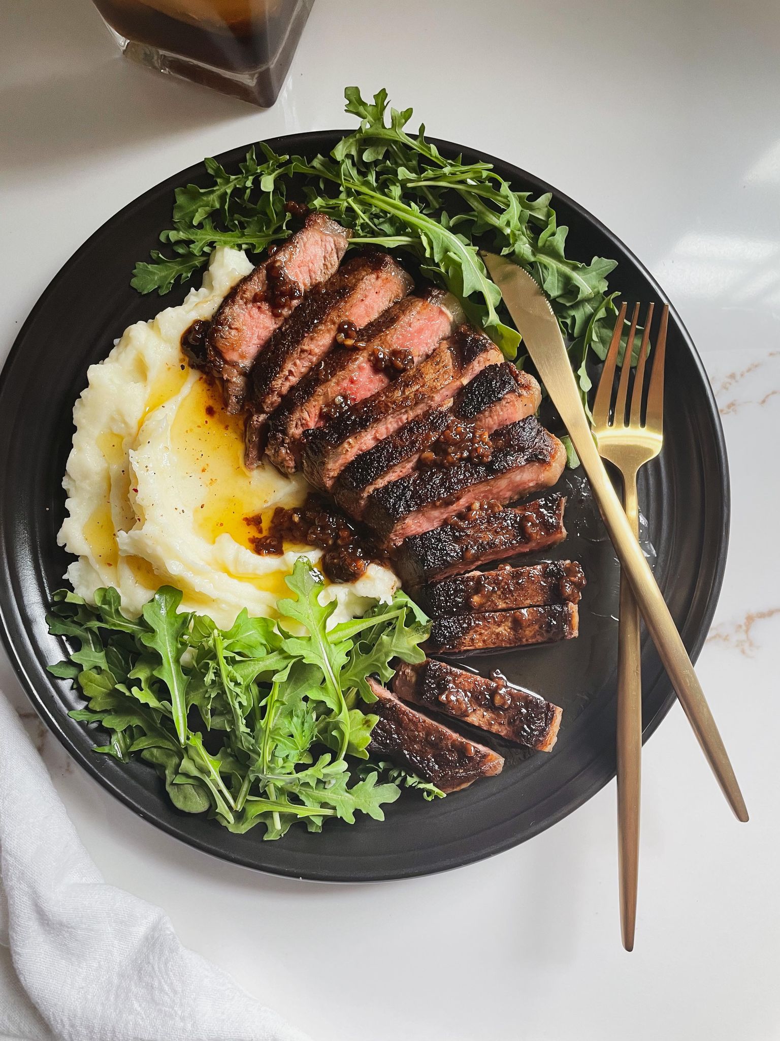 Steak with Soy Butter Sauce Espresso and Lime