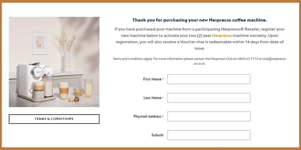 Register Nespresso Machine for Warranty and Free Capsules EspressoRivo