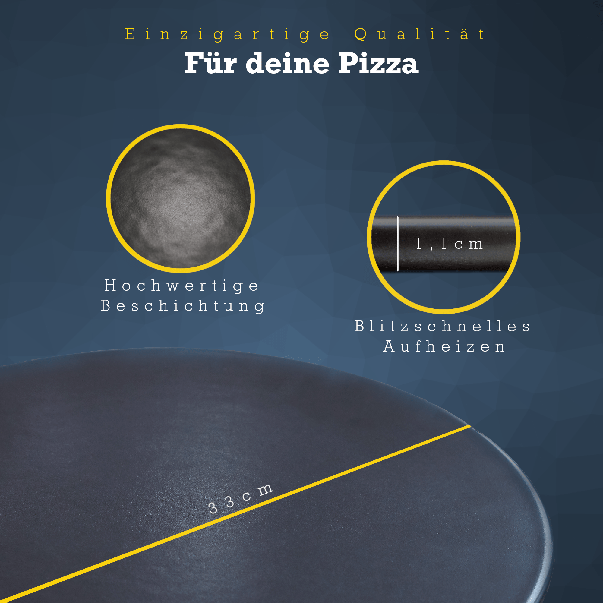 Esprevo Pizzastein rund Ø 33cm aus glasiertem Cordierit inkl. Videokurs