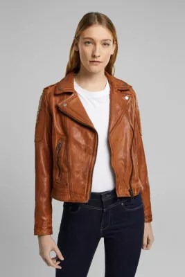 Shop leather jackets & biker jackets for women online ESPRIT