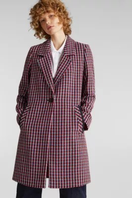 Esprit Coat with a colourful houndstooth pattern at our Online Shop