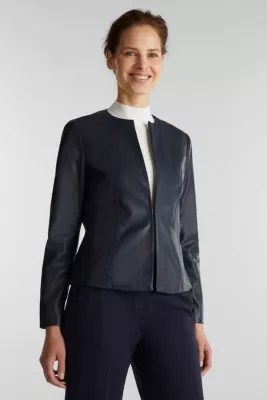 Esprit Feminine, fitted jacket made of leather at our Online Shop
