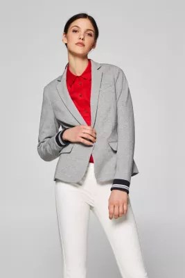 Esprit Fitted jersey blazer with ribbed cuffs at our Online Shop