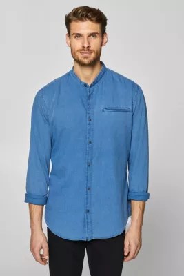 Esprit IndigoHemd mit Stehkragen, 100 Baumwolle im Online Shop kaufen