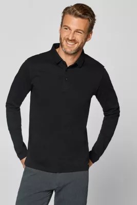 Esprit Polo neck long sleeve top in cotton jersey at our Online Shop
