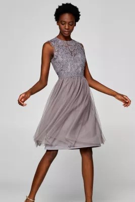 Esprit MidiKleid aus Tüll mit SpitzenOberteil im Online Shop kaufen