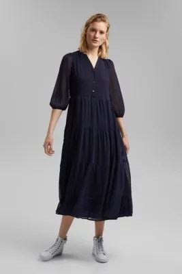 Esprit Midijurk van crinkled chiffon met volants kopen in de online shop