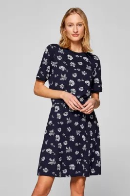 Esprit Tailliertes JerseyKleid mit BlumenPrint im Online Shop kaufen