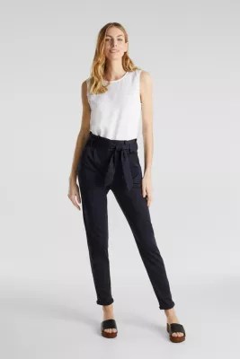 Esprit Melierte Hose mit PaperbagBund im Online Shop kaufen