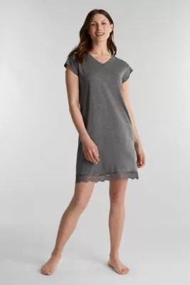 Esprit Stretch jersey nightshirt with lace at our Online Shop