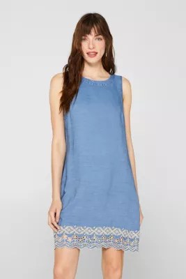 Esprit Dress with lyocell and lavish embroidery at the hem at our