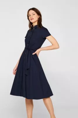 Esprit Stretch shirt dress with a wide tiearound belt at our Online Shop