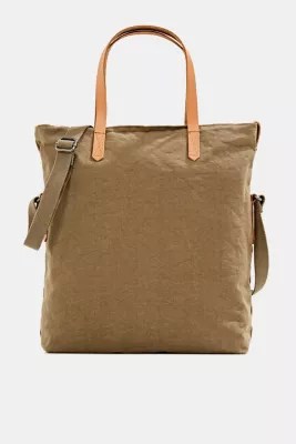 Esprit Adjustable canvas tote with leather details at our Online Shop