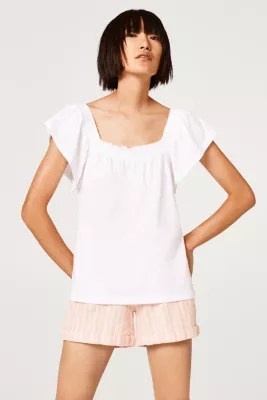 Esprit Shirt mit KarréeAusschnitt und Flügelärmeln im Online Shop kaufen