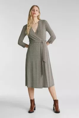 Esprit Gemustertes JerseyKleid in WickelOptik im Online Shop kaufen