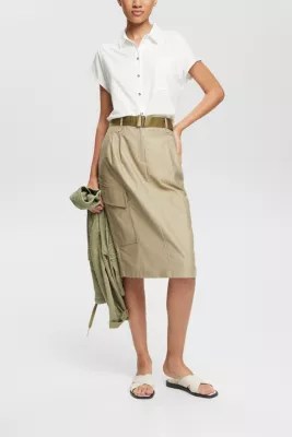 Shop the Latest in Women's Fashion Cargostyle midi skirt ESPRIT