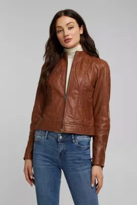 Esprit 100 leather biker jacket at our Online Shop