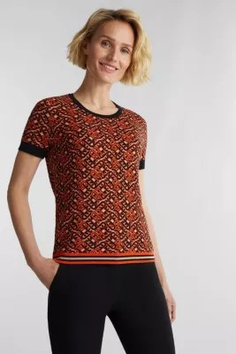 Esprit Trui met korte mouwen en jacquardlook kopen in de online shop