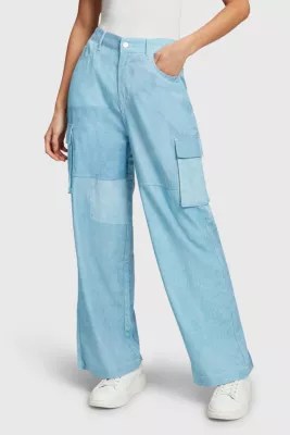 Shop the Latest in Women's Fashion Denim Not Denim print highrise cargo pants ESPRIT
